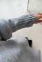 Crew Neck Oversize Knitwear Sweater - Gray - 3