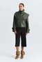 Faux Leather Jacket with Detachable Shawl Detail - Khaki-Khaki - S - 3