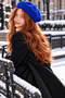 Women's Saks Blue Winter Painter's Beret |   Elegant French Style Soft Felt Hat - 4