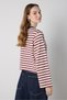 Women's Burgundy Crop Wide Sleeve Oversize Printed Striped Sweatshirt 32078 - 7
