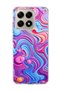 Mi 15t Compatible Pink Blue Fluid Printed Transparent Phone Case