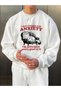 Fun Design Printed Oversize Basic Unisex Cotton Crew Neck White Sweatshirt - 2