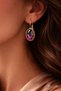 Women's Copper Earrings Natural Mystic Tourmaline Stone Oval Model Clamp Antiallergic Earrings - 2