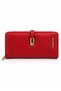 Women's Faux Leather Wallet with Gold Buckle and Phone Compartment, Red - 2