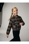 Girl's Checkered Jacket with Zipper Pocket Detail on the Front - 2