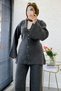 Premium V-Neck Knitwear Set with Button Detail on the Front - Anthracite - 4