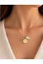 Gold Color Three Figured and Stone Detailed Elegant Women's Necklace - 3