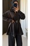 Beli Pleated Belted Scuba Suit - Hpm - Black - 3
