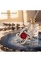 316L Steel Chain Silver Color Red Stone Auger Model Necklace