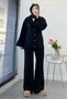 Premium V-Neck Knitwear Set with Button Detail on the Front - Black - 5