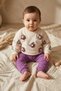 Daisy Bloom Floral Patterned Cream Sweatshirt and Purple Sweatpants Cotton Two-Piece Baby Set - 3