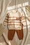 Baby Teddy Embroidered Striped Sweatshirt and Brown Bottom Tracksuit Set - 100% Cotton, Soft Textured - 2