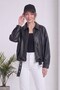 Women's Bomber Jacket Oversize with Waist Belt Faux Leather Brown, Black - 5