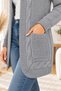 Women's No-Closure Long Sleeve Front Back V-Neck Double Pockets Woven Detail Hair Braided Soft Textured Stylish Casual Gray Knitwear Cardigan - 2
