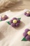 Daisy Bloom Floral Patterned Cream Sweatshirt and Purple Sweatpants Cotton Two-Piece Baby Set - 4