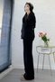 Premium V-Neck Knitwear Set with Button Detail on the Front - Black - 6