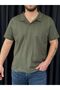 Men's Khaki Honeycomb Polo Neck T-Shirt - 6
