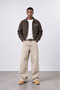 Men's Da Vinci Lined Detailed Oversize Jacket Brown - 5