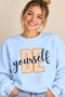 Be Yourself Written Heart Detail Unisex Oversize Sweatshirt – Crew Neck Casual Sweatshirt