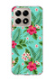 Mi 15t Compatible Turquoise Tropical Flower Printed Transparent Phone Case