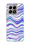 Mi 14t Compatible Purple Blue Wavy Line Printed Transparent Phone Case