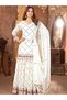 Off-White Chinon Silk Floral Embroidered Sharara Suit Set - FFT101033 | Off-White & Multicolor-Size:XL-42-Inches - 3