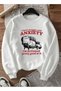 Fun Design Printed Oversize Basic Unisex Cotton Crew Neck White Sweatshirt