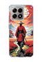 Mi 14t Compatible Red Kimono Samurai Printed Transparent Phone Case