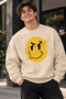Yellow Smiley Face Smile Printed Unisex Oversize Sweatshirt – Crew Neck Casual Sweatshirt