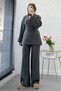 Premium V-Neck Knitwear Set with Button Detail on the Front - Anthracite - 2