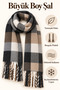 Women's Black Brown Beige Ecru Plaid Oversized Shawl 180X65 cm Soft Textured Twisted Tassel Winter Shawl Scarf – Shoulder Shawl - 5