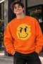 Yellow Smiley Face Smile Printed Unisex Oversize Sweatshirt – Crew Neck Casual Sweatshirt
