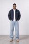 Men's Da Vinci Lined Detailed Oversize Jacket Navy Blue - 5