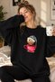 Cute Owl Printed Unisex Oversize Sweatshirt with Coffee Cup – Crew Neck Casual Sweatshirt