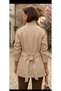 Stone-Colored Black Buttoned Sleeve-Detailed Belted Premium Quality Stylish Trench Coat - 4