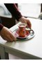 Handmade Red Ceramic Tea Cup Set for 2 People - Tulip Patterned Cup Set + French Press and Turkish Coffee Pot as a Gift - 3