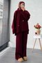 Premium Ripped Detailed Design Knitwear Set – Burgundy - 4