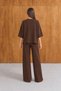 Women's Sovia Thessaloniki Fabric Buttoned Comfortable Fit Wide-Leg Pants Top and Bottom Set - 3