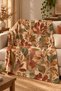 Autumn Terracotta Colored Fall Leaves Multi-Purpose Fleece Blanket & Coverlet - 2