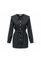 Wide Collar, Belted, Long Sleeve, Above Knee, Hijab-Friendly, Buttoned Shirt