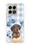Mi 15t Compatible Sausage Dog Blue Plaid Printed Transparent Phone Case