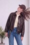 Women's Bomber Jacket Oversize with Waist Belt Faux Leather Brown, Black - 3