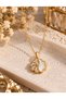Gold Color Three Figured and Stone Detailed Elegant Women's Necklace - 2