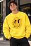 Yellow Smiley Face Smile Printed Unisex Oversize Sweatshirt – Crew Neck Casual Sweatshirt