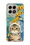 Mi 15t Compatible Starry Night Tabby Cat Printed Transparent Phone Case