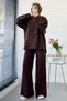 Premium Ripped Detailed Design Knitwear Set - Brown