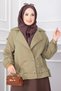 Double-Breasted Collared Buttoned Short Trench Coat Green Olive - 3