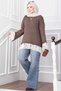 Sleeveless Skirt with Lace Trim Knitwear Sweater Brown - 2
