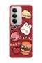 Redmi 15 Compatible Cute Rabbit Claret Red Printed Transparent Phone Case