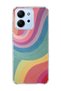 Redmi 15C Compatible Pastel Rainbow Curved Printed Transparent Phone Case